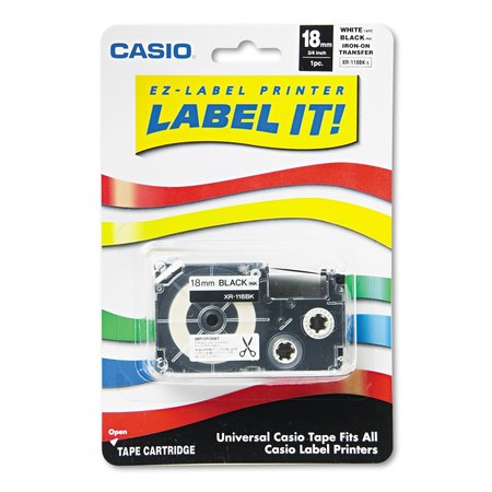 Casio Label Printer Cassette 18mm, Iron-On, for KL-120/820 XR118BKS